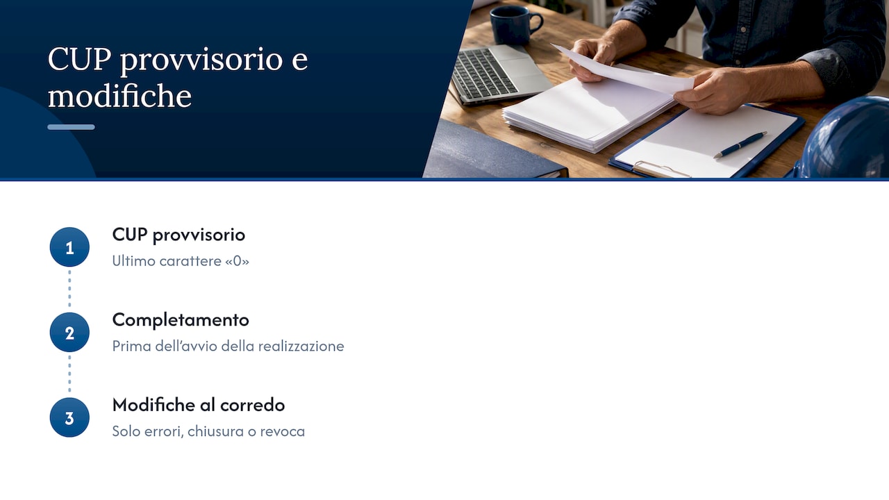 CUP provvisorio e modifiche consentite — overview diagram
